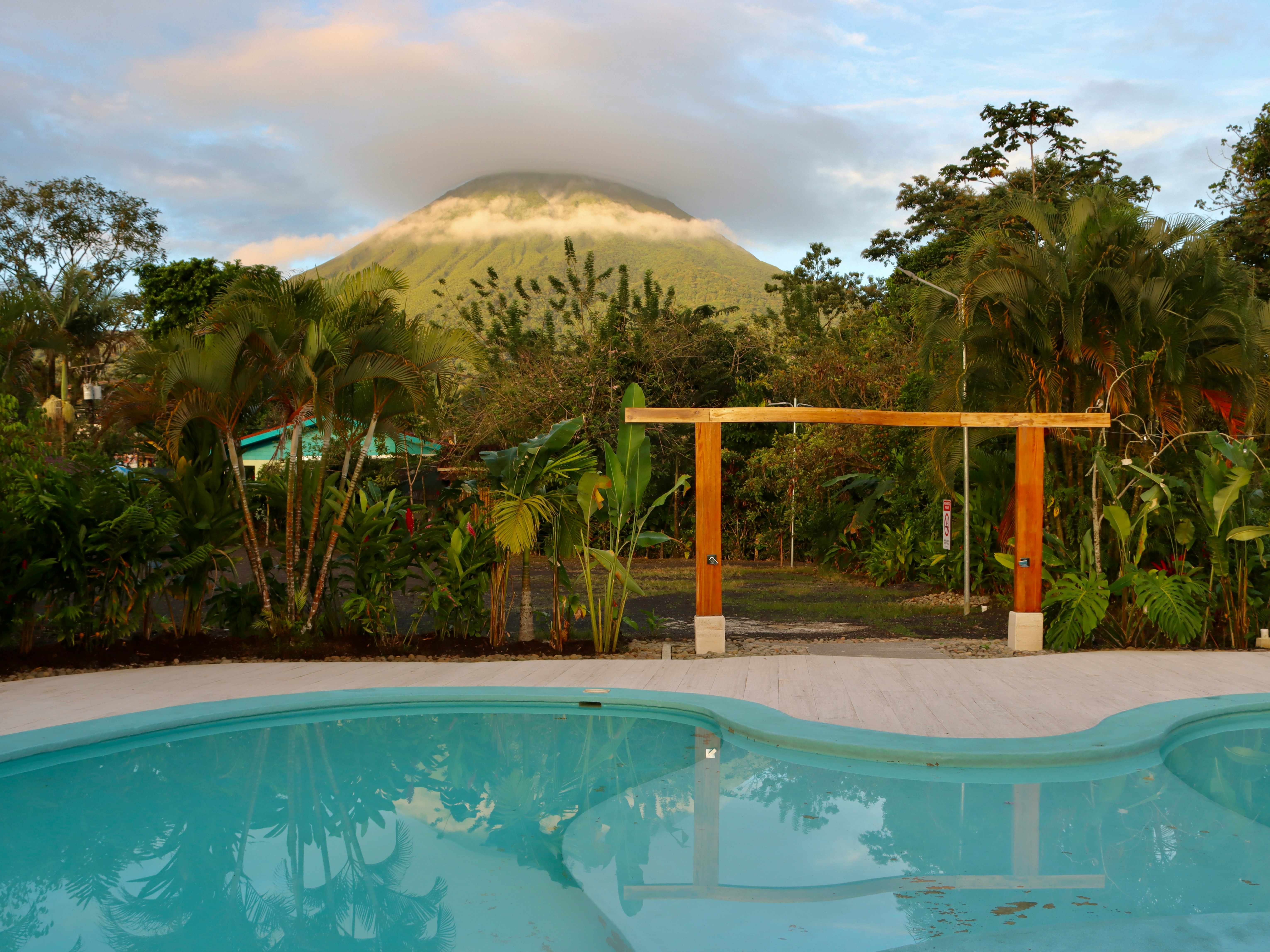 Luxury pool with volcano view