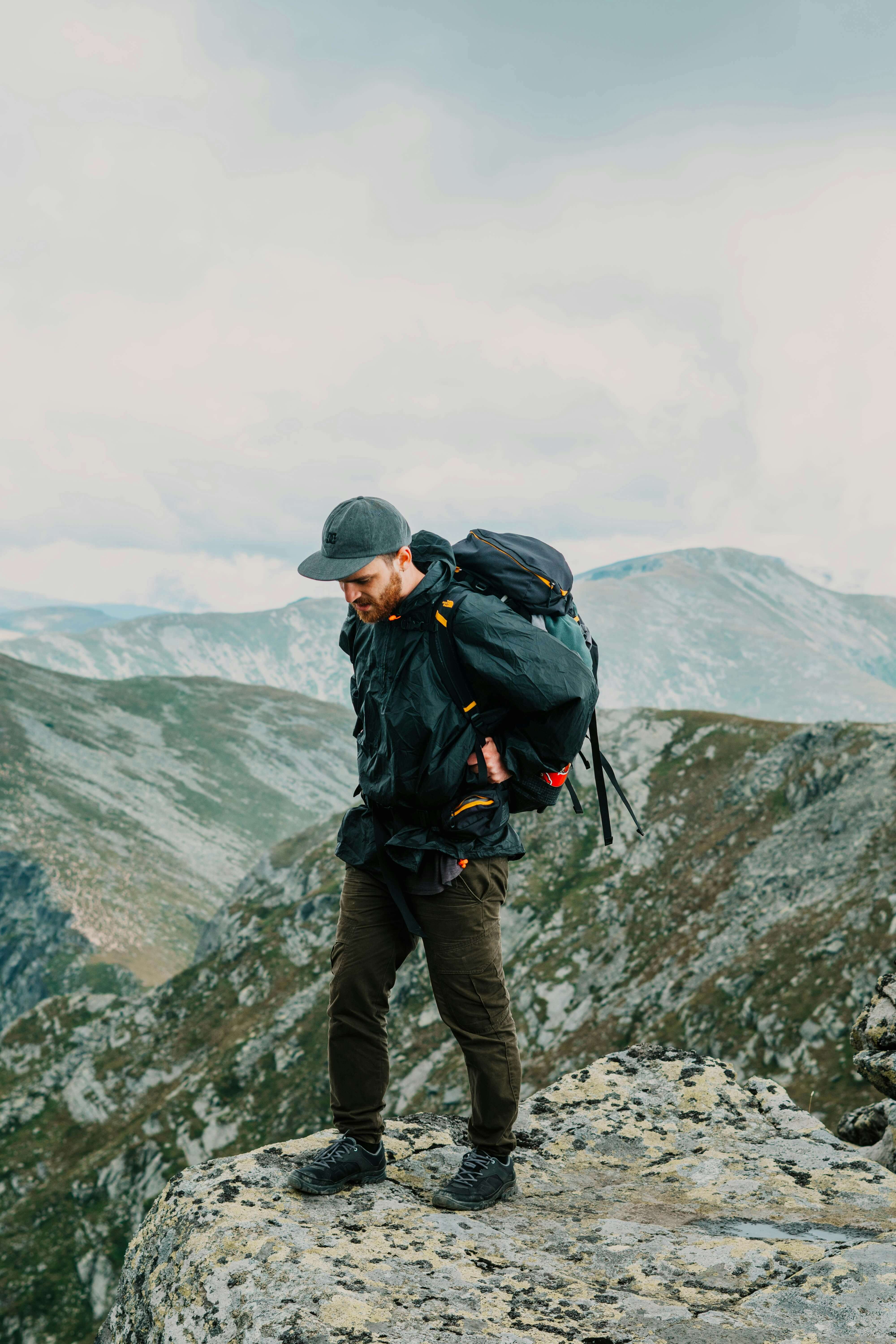 Hiking gear and rain jacket