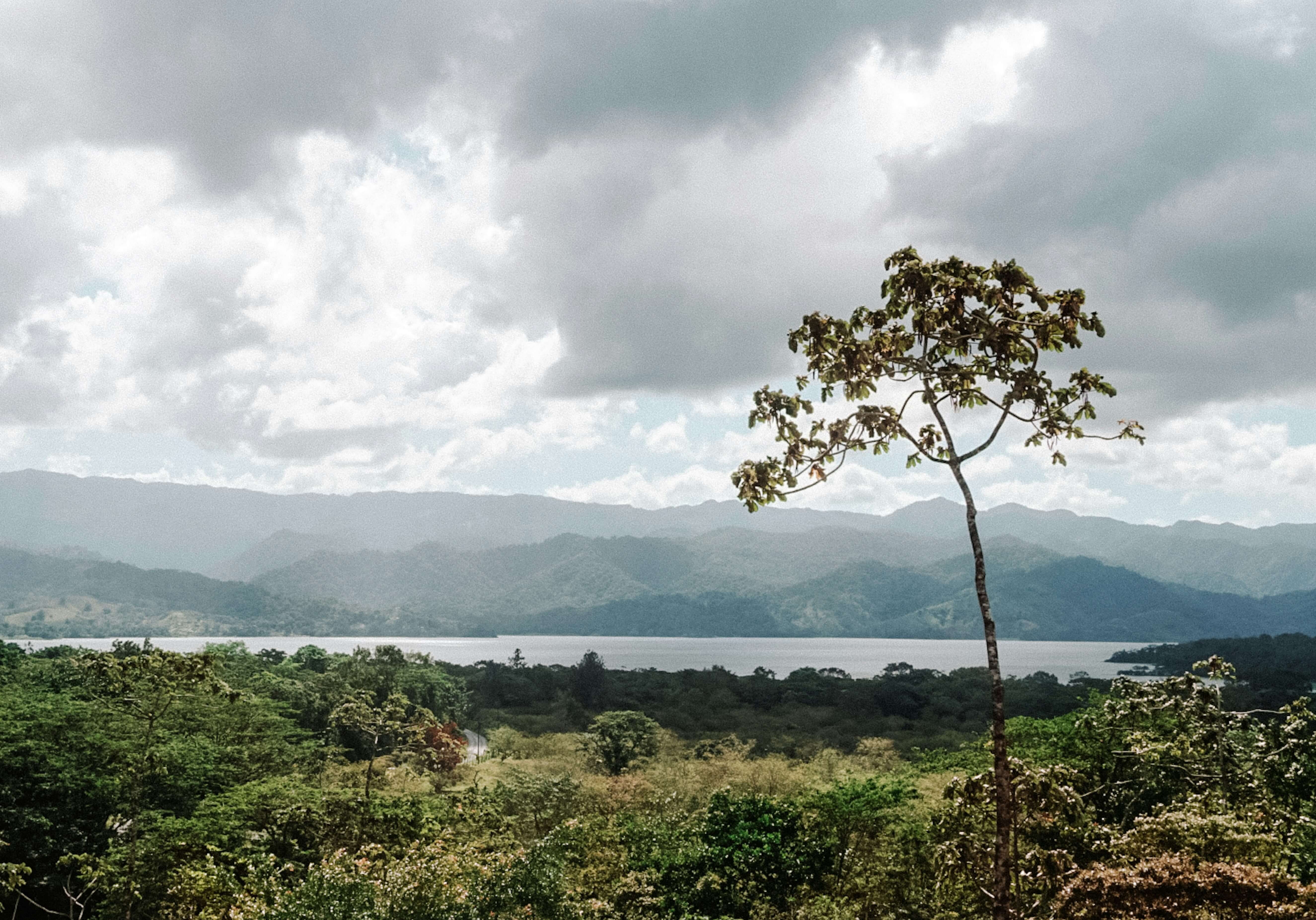 Arenal Volcano partially covered by clouds